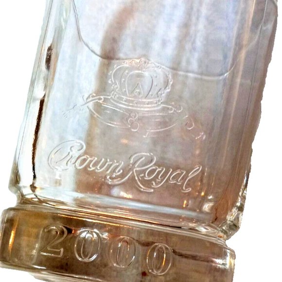 Crown Royal Whiskey Glasses 2 Embossed Logo 2000 collectable bar ware - Picture 1 of 5